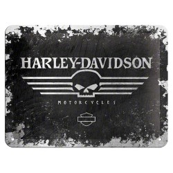 Placa metalica - Harley Davidson Skull Logo - 15x20 cm